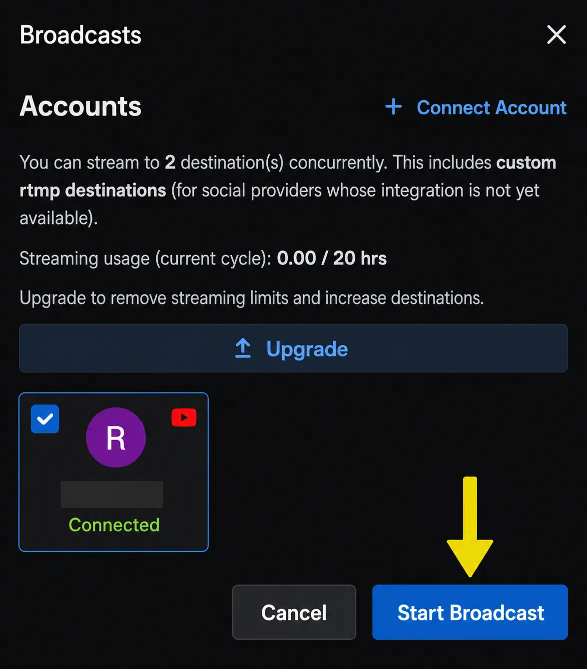 start broadcast