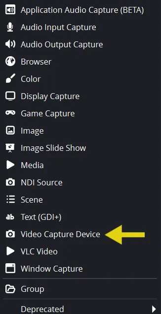 video capture device obs